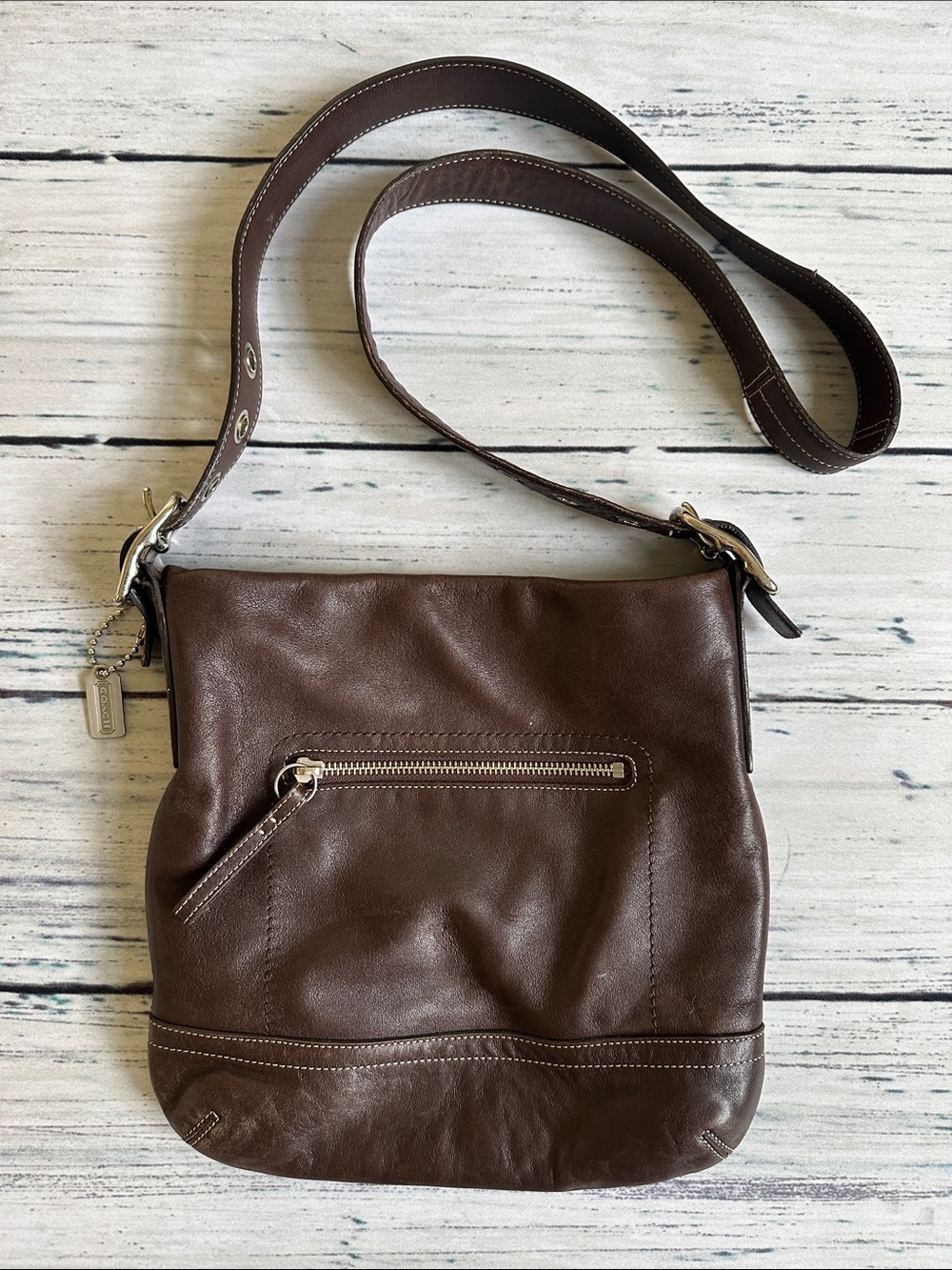 Coach Brown Leather Messenger Crossbody Bag